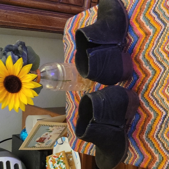 Black faux suede ankle boots - Picture 2 of 4